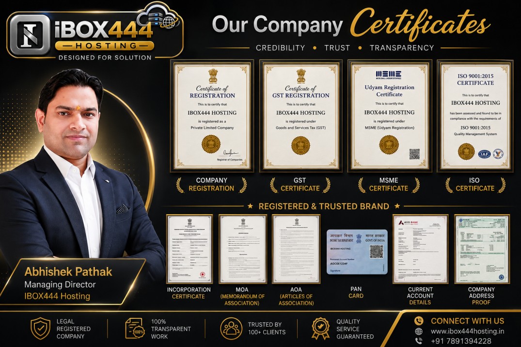 IBOX444 Hosting Certificates and Business Credentials